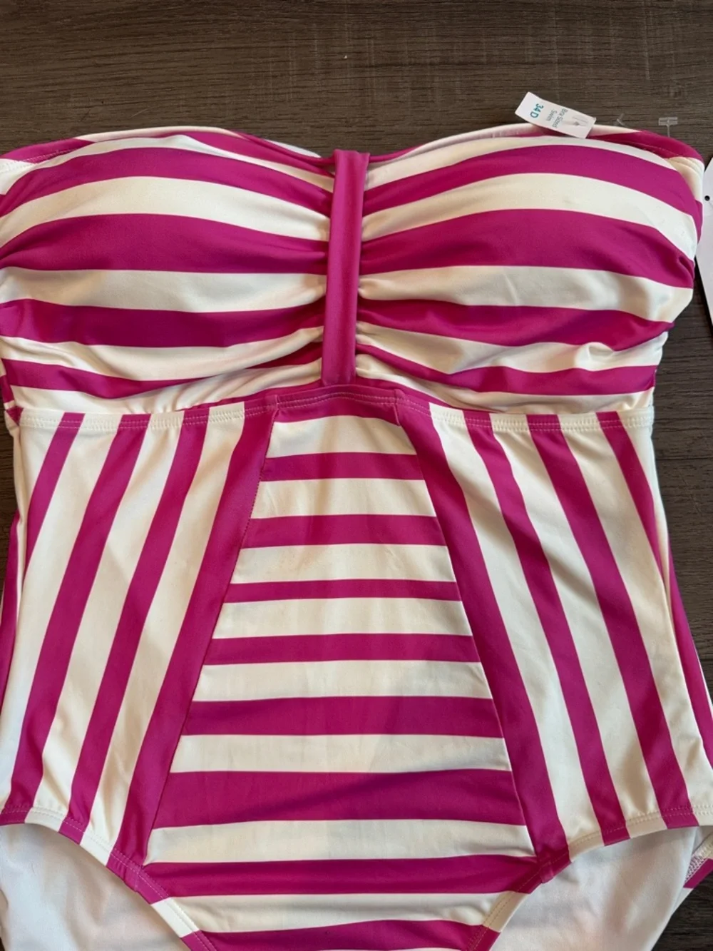 Coco Reef Pink and Cream Striped Strapless One-Piece Swimsuit - Picture 2 of 9